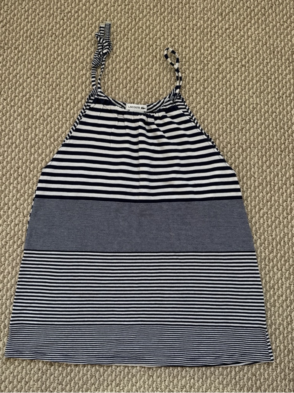 Lacoste Navy & White Striped Halter Tank